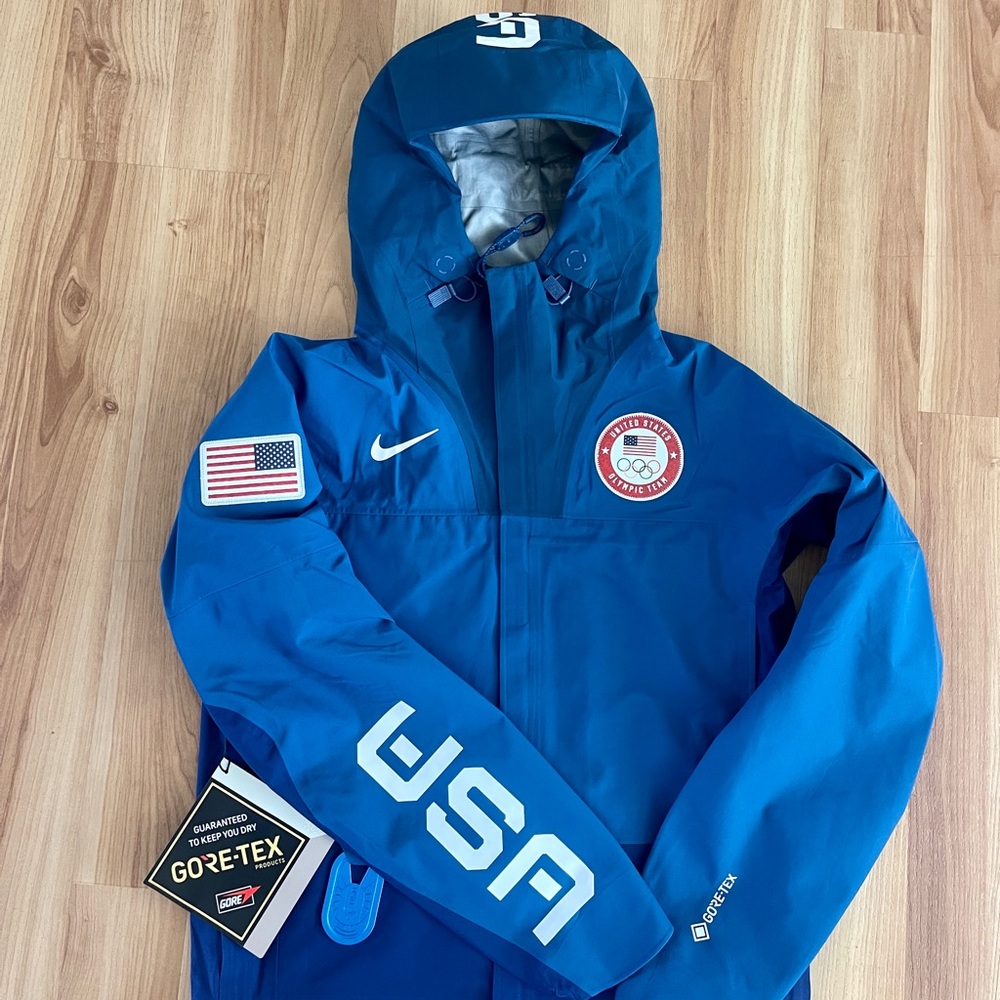 Nike USA Olympic ACG Gore-Tex Chain of Craters Blue Jacket DD8852-492 Women's XS